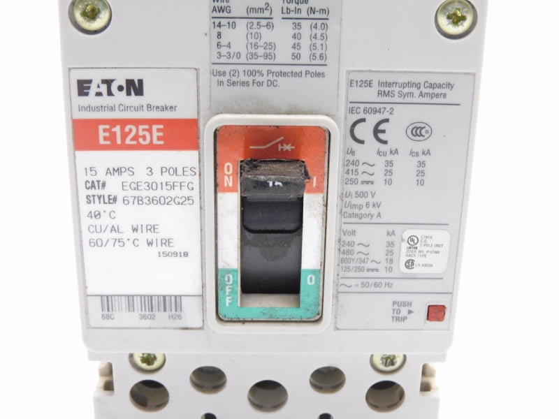 EATON EGE3015FFG 480V 15A UNMP