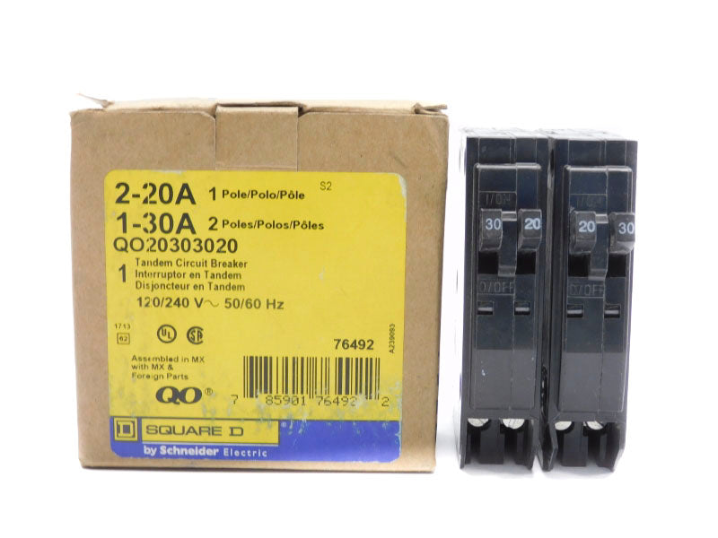 SQUARE D QO20303020 120/240V 2-20A/1-30A NSMP