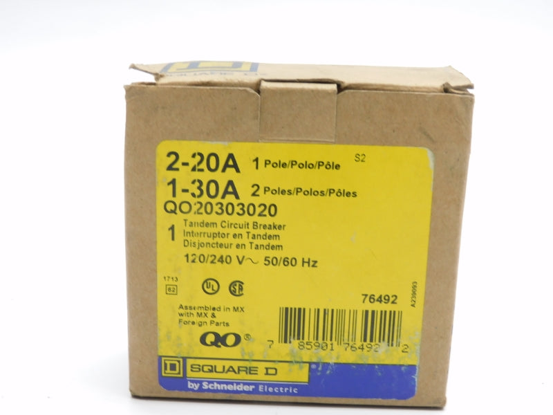 SQUARE D QO20303020 120/240V 2-20A/1-30A NSMP