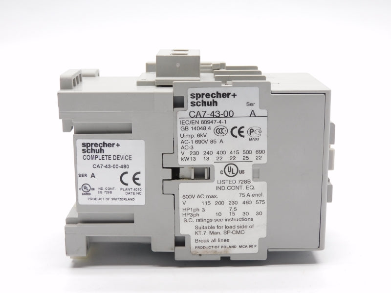 SPRECHER+SCHUH CA7-43-10-480 SER. A 440/480V 85A NSNP
