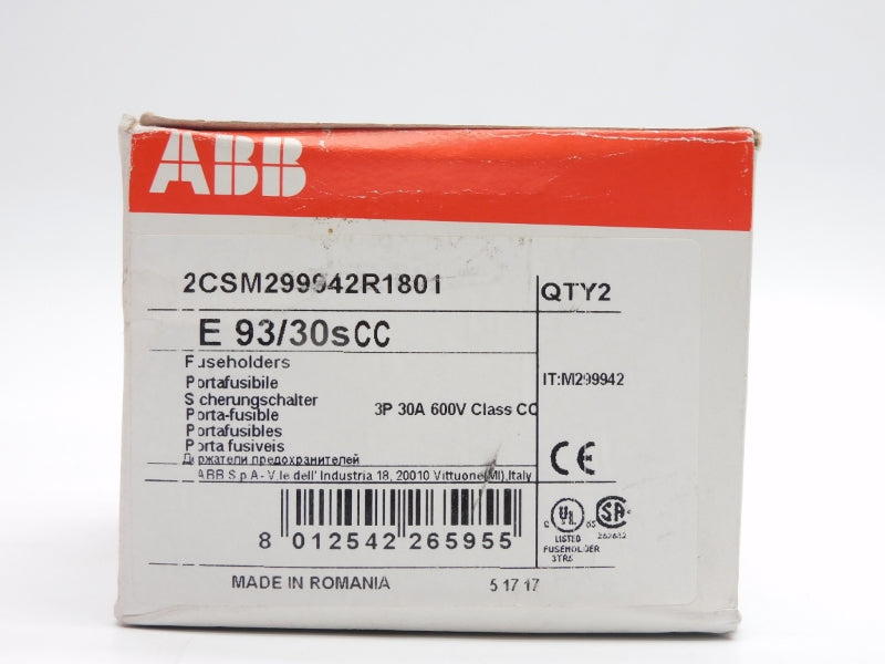 ABB 2CSM299942R1801 E93/30SCC 600V 30A (PKG OF 2) NSMP
