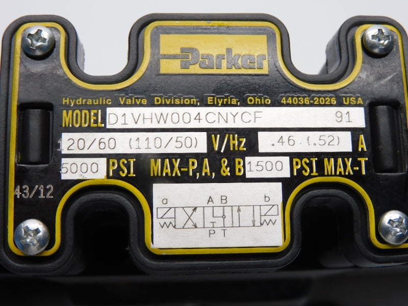 PARKER D61VW001C1NYCF91 110/120V .46/.52A 1500-5000PSI NSNP