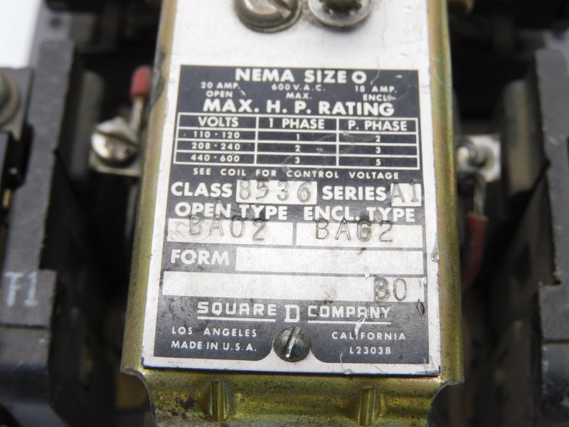 SQUARE D 8536BAO2V06 SER. A1 440/480V 20A UNMP