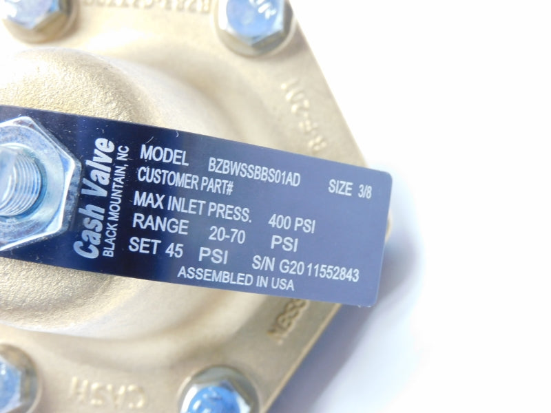 CASH VALVE BZBWSSBBS01AD0045 20-70PSI 3/8" NSMP