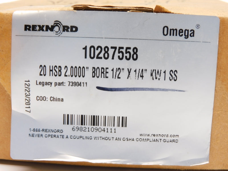 REXNORD 10287558 20HSB2.0000 1/2"X1/4" NSMP