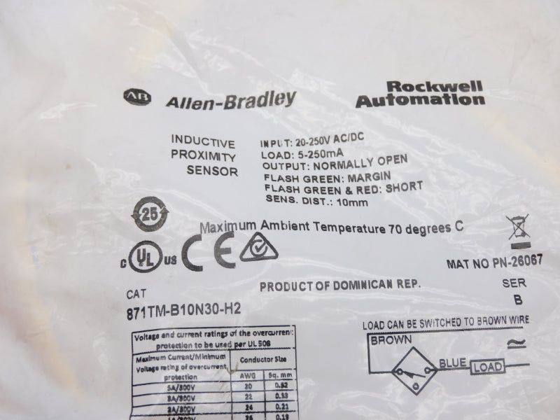 ALLEN BRADLEY 871TM-B10N30-H2 SER. B 20-250VAC/DC NSMP