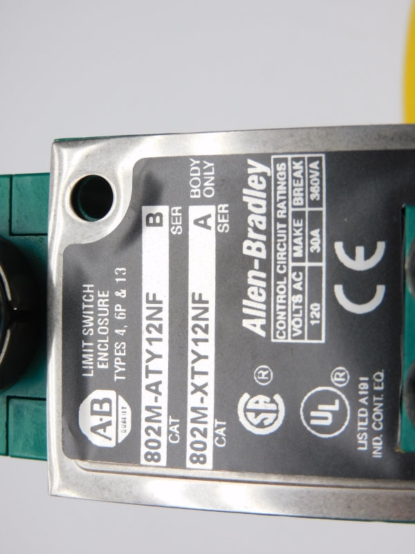 ALLEN BRADLEY 802M-ATY12NF SER. B 120VAC 30A 12' (BR/YL) NSMP