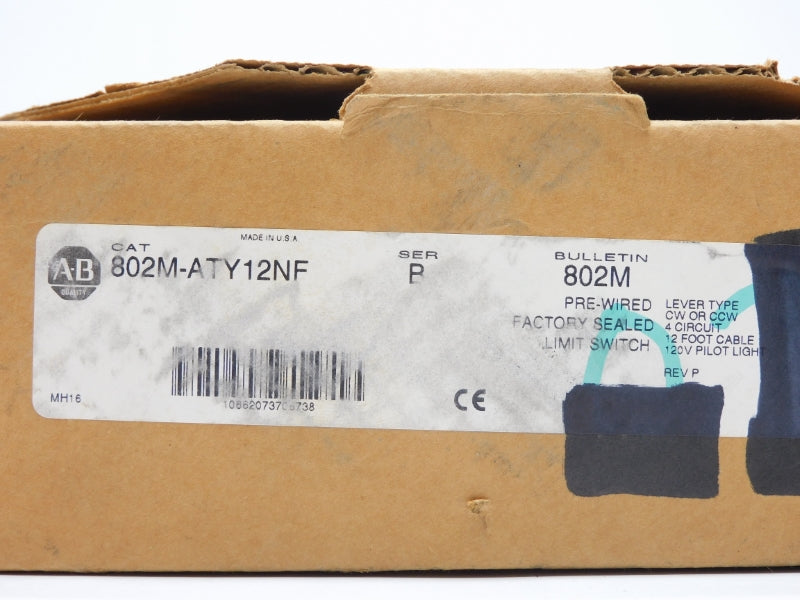 ALLEN BRADLEY 802M-ATY12NF SER. B 120VAC 30A 12' (BR/YL) NSMP