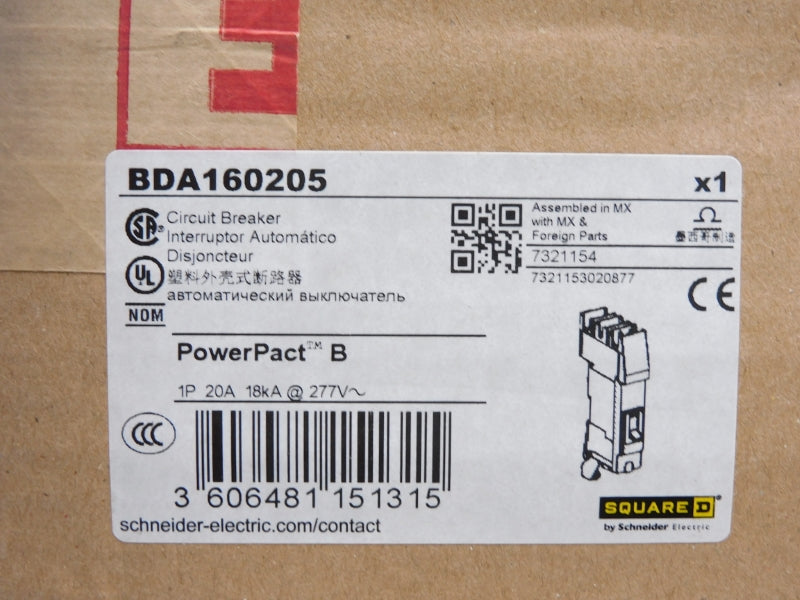 SQUARE D BDA160205 277V 20A NSFS