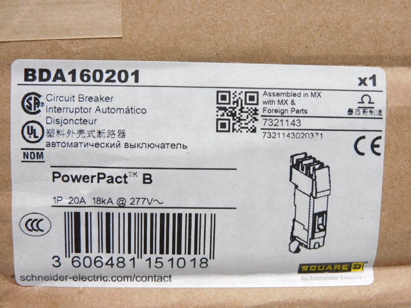 SQUARE D BDA160201 277V 20A NSFS