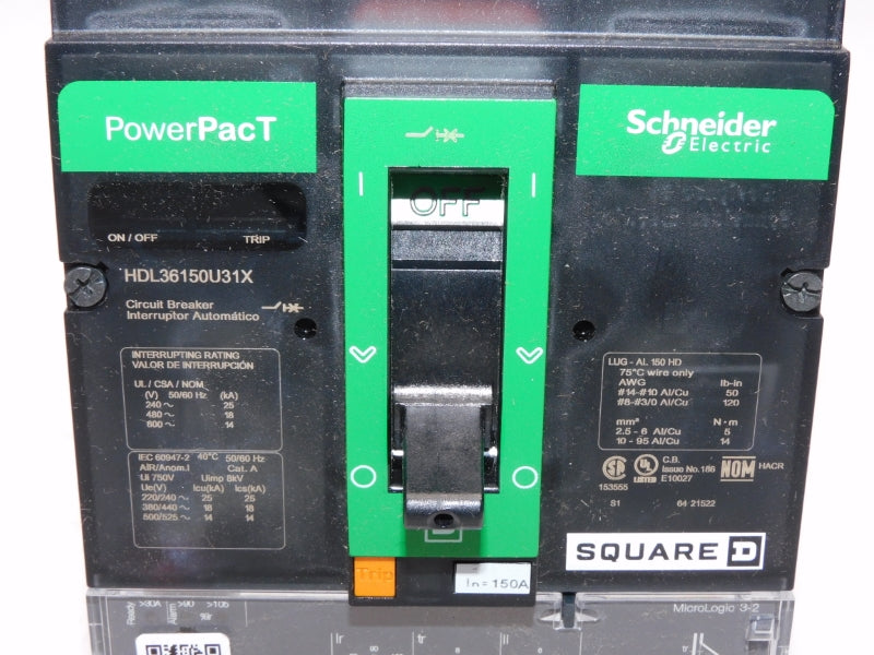 SQUARE D HDL36150U31X 600V 150A NSMP