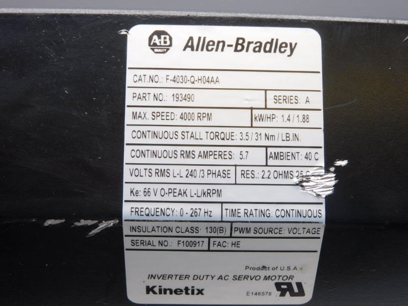 ALLEN BRADLEY F-4030-Q-H04AA SER. A 5.7A UNMP