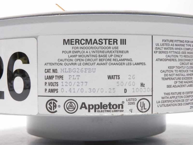 APPLETON MLBG26FBU 120/277V 0.41A NSMP