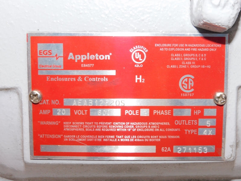APPLETON AEAB12620S 600VAC 20A NSMP