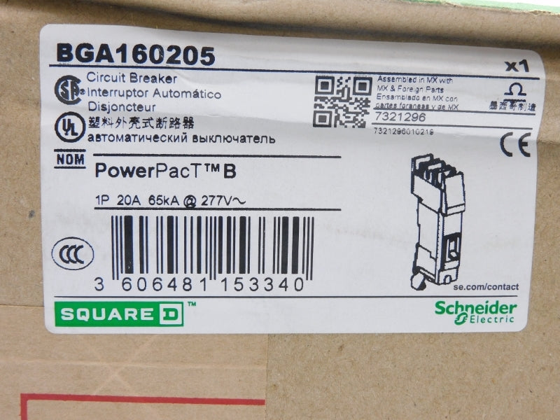 SQUARE D BGA160205 277V 20A NSFS