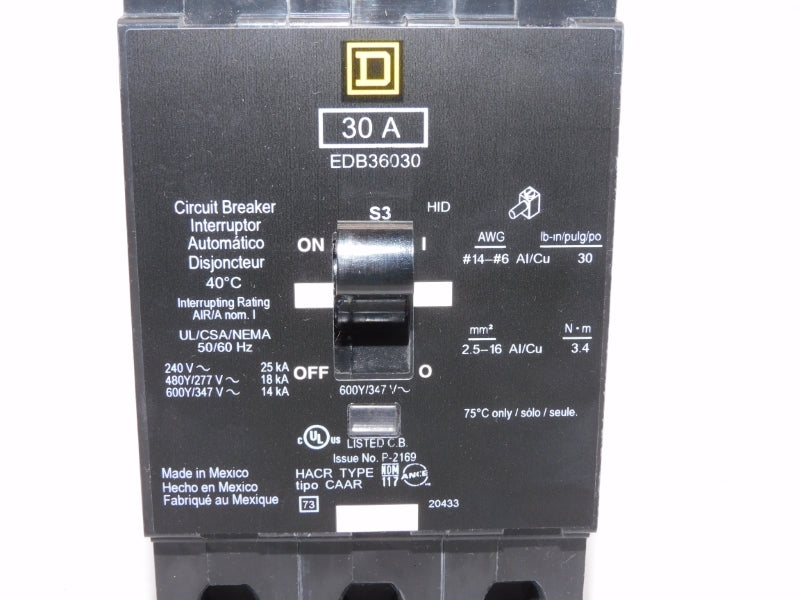SQUARE D EDB36030 347V 30A NSMP
