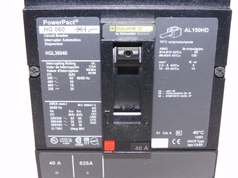 SQUARE D HGL36040 600V 40A NSMP