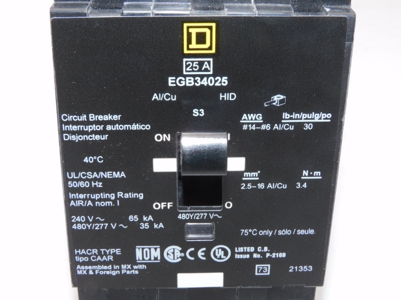 SQUARE D EGB34025 277V 25A NSMP