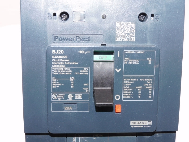 SQUARE D BJA36020 480V 20A NUPI