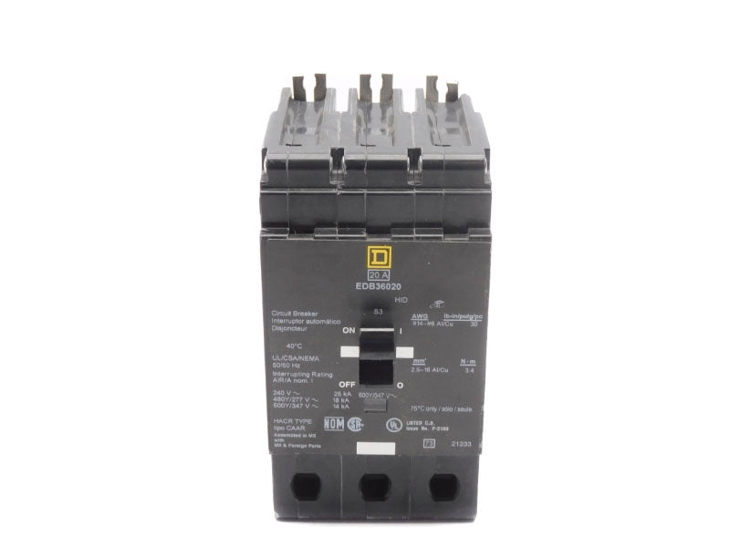 SQUARE D EDB36020 347V 20A UNMP