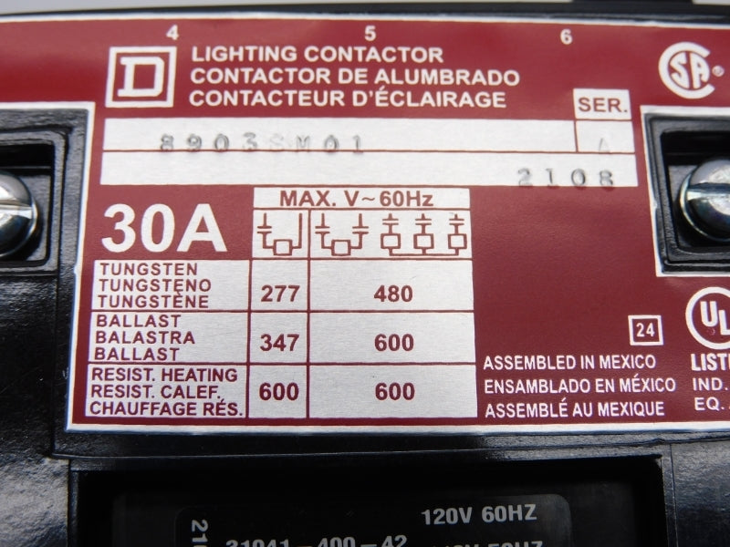 SQUARE D 8903SM01 SER. A 110/120V 30A NSNP
