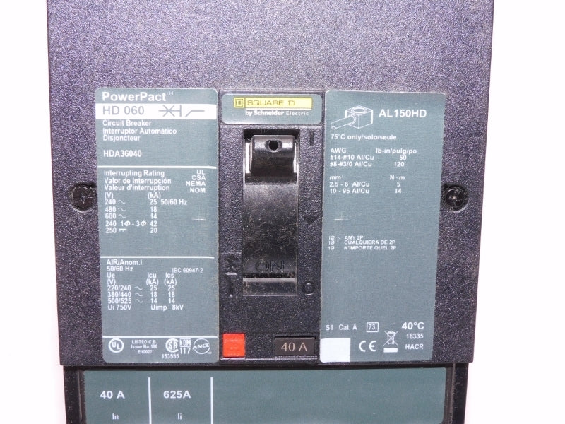 SQUARE D HDA36040 600V 40A NSMP