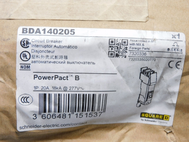 SQUARE D BDA140205 277V 20A NSFS