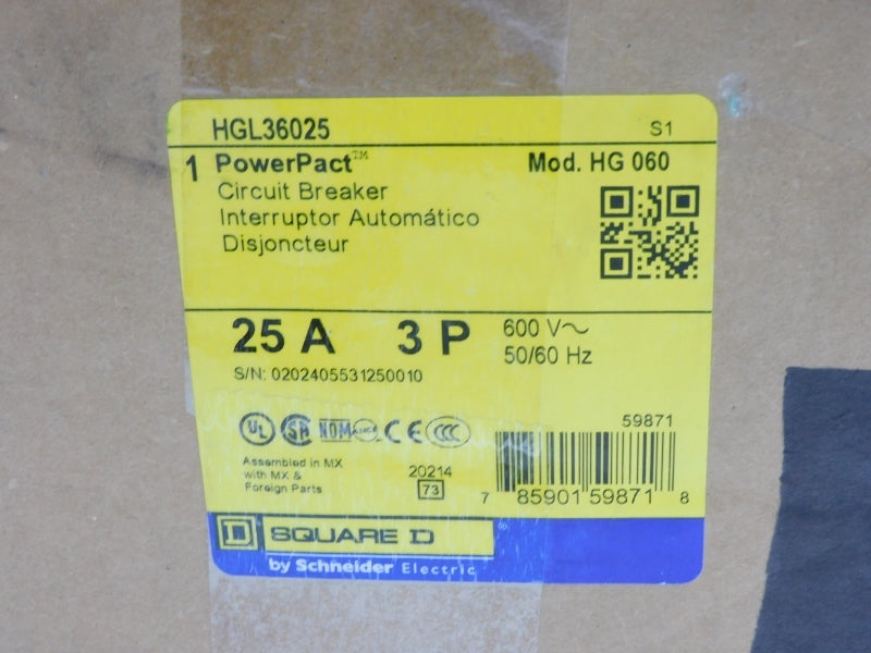 SQUARE D HGL36025 600V 25A NSMP