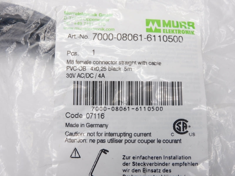MURR ELEKTRONIK 7000-08061-6110500 30VAC/DC 4A NSMP
