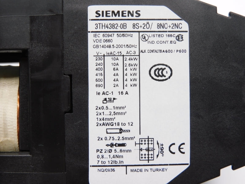 SIEMENS 3TH4382-0BB4 24VDC 10A NSNP