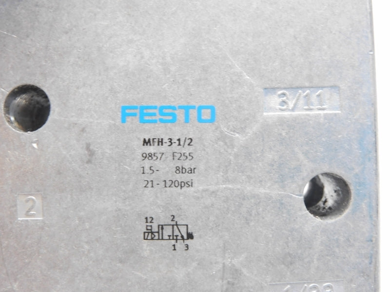 FESTO MFH-3-1/2 9857 SER. F255 21-120PSI UNMP