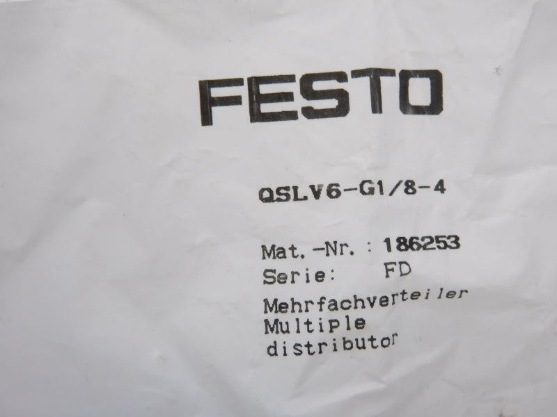FESTO QSLV6-G1/8-4 186253 SER. FD NSMP