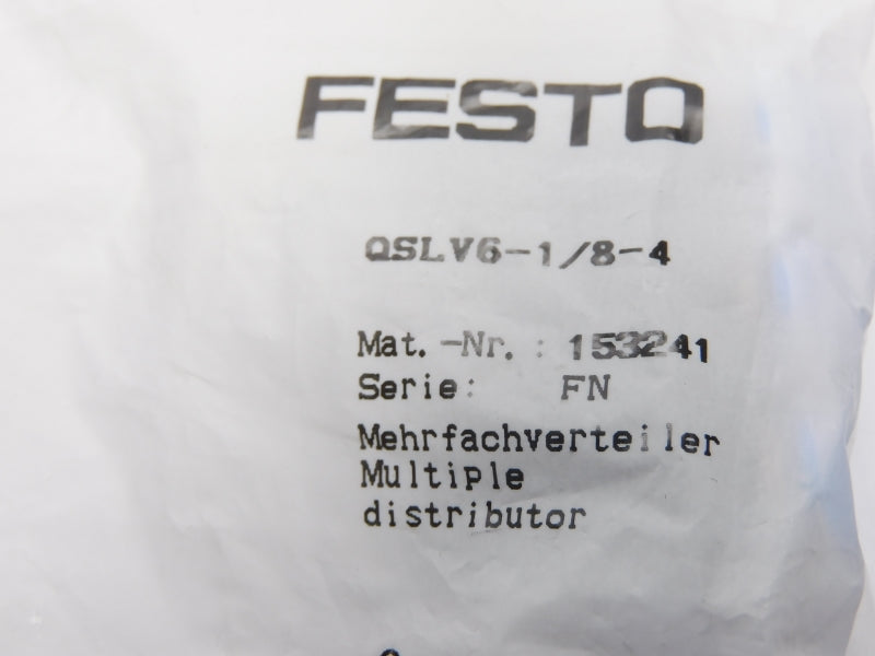 FESTO QSLV6-1/8-4 153241 SER. FN NSMP
