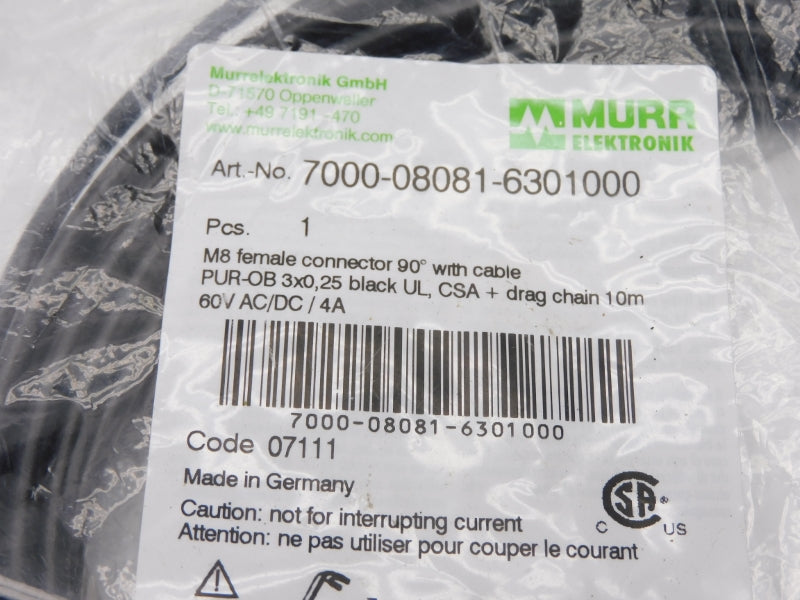MURR ELEKTRONIK 7000-08081-6301000 60VAC/DC 4A NSMP