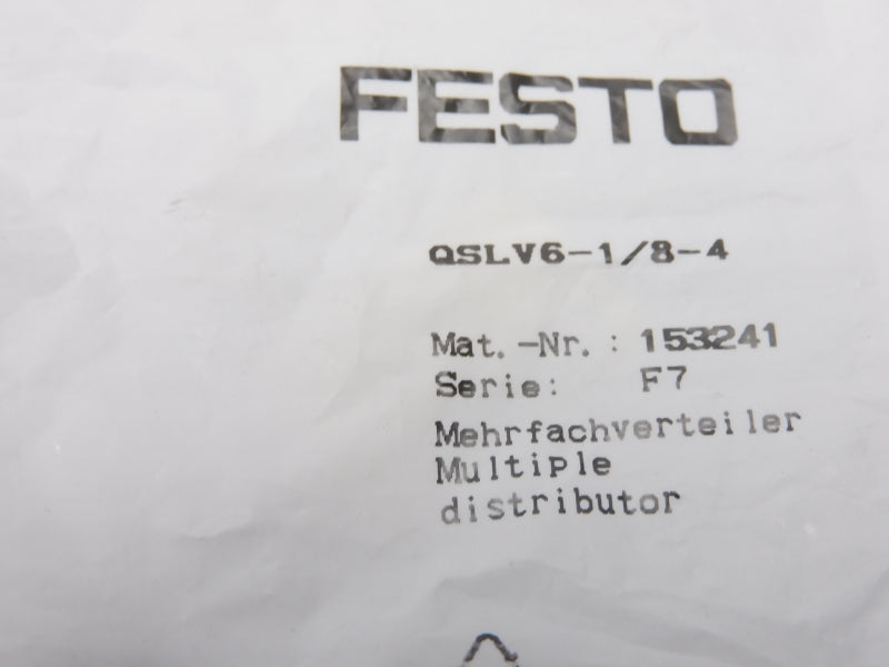 FESTO QSLV6-1/8-4 153241 SER. F7 NSMP
