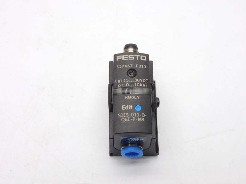 FESTO SDE5-D10-O-Q6E-P-M8 527467 SER. F313 15-30VDC 0-10BAR NSNP