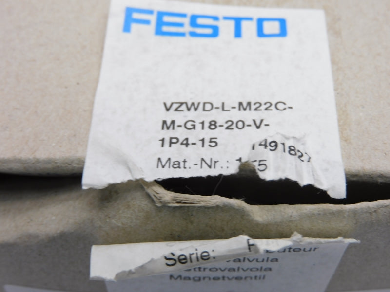 FESTO VZWD-L-M22C-M-G18-20-V-1P4-15 1491827 SER. F5 24VDC 0-15BAR NSMP