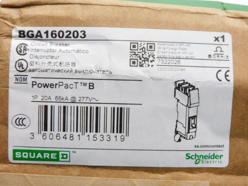 SQUARE D BGA160203 277V 20A NSFS