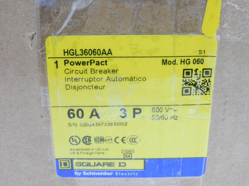 SQUARE D HGL36060AA 600V 60A NSMP