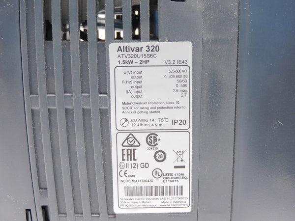 SCHNEIDER ELECTRIC ATV320U15S6C 525-600V 2.6A NSMP