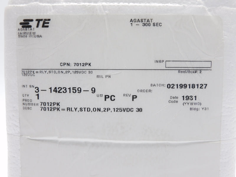 TE AGASTAT 7012PK 125VDC 1-300S NSFS