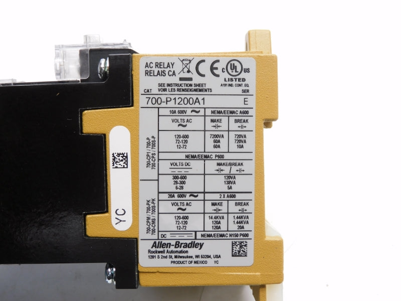 ALLEN BRADLEY 700-P1200A1 SER. E 115-120VDC, 10A NSNP