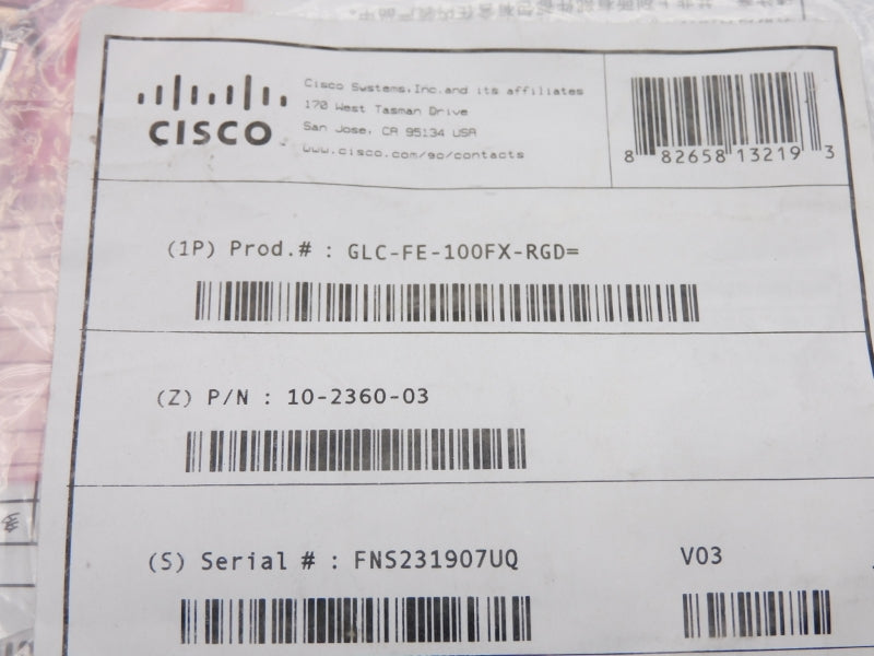CISCO GLC-FE-100FX-RGD 10-2360-03 NSMP