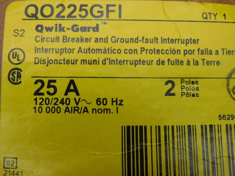 SQUARE D QO225GFI 120/240V 25A NSNP