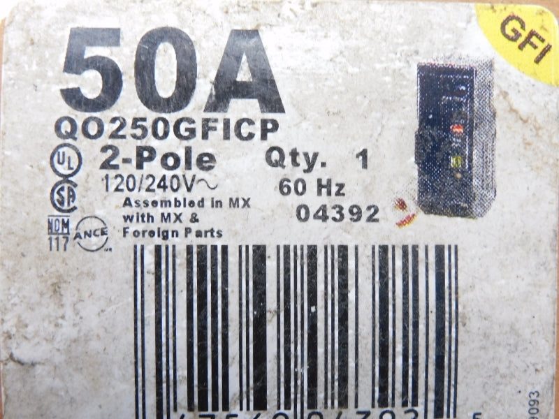 SQUARE D QO250GFICP 120/240V 50A UNMP