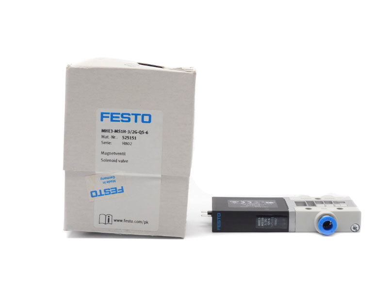 FESTO MHE3-MS1H-3/2G-QS-6 525151 SER. H802 21,6-26,4VDC 1A NSMP