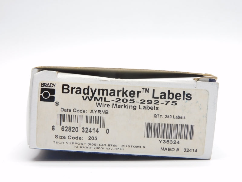 BRADY WML-205-292-75 (PKG OF 250) NSMP