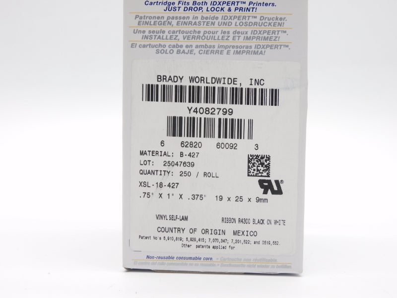BRADY XSL-18-427 (PKG OF 250) NSMP