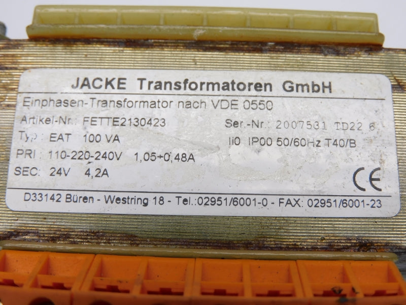 JACKE FETTE2130423 VDE0550 110-220-240V 1,05-0,48A UNMP