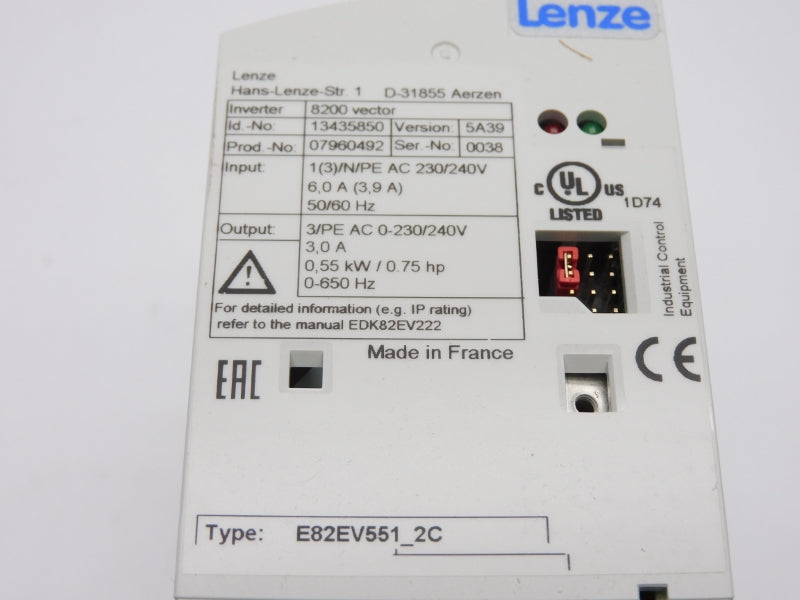 LENZE E82EV551K2C 1345850 240V 6,0A NSMP